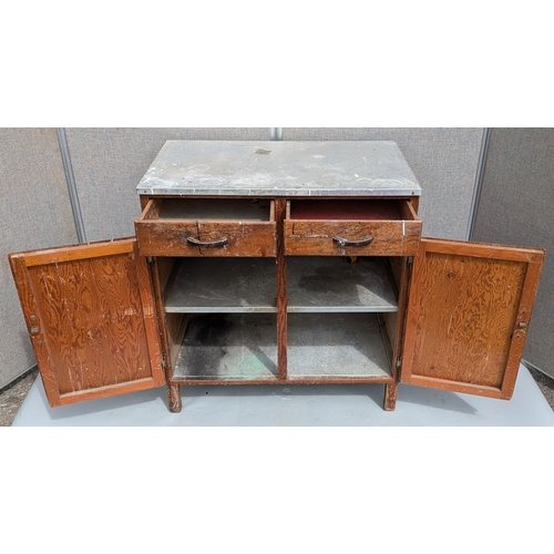 1772 - Workbench / Tool Cupboard With Metal Top And Back