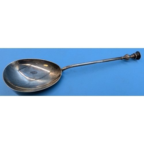 212 - A Hallmarked Silver Seal Top Spoon - 5.5cm width, 18.5cm Long  - 52gms