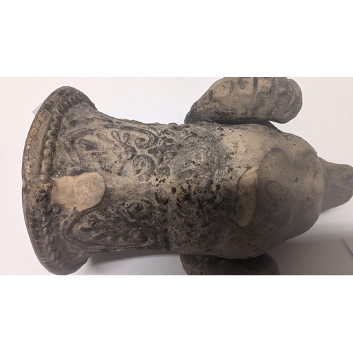 127 - Late 19th Century Moulded Ram Head Rhyton Drinking Vessel 17cm Long x 12cm High - Missing handle