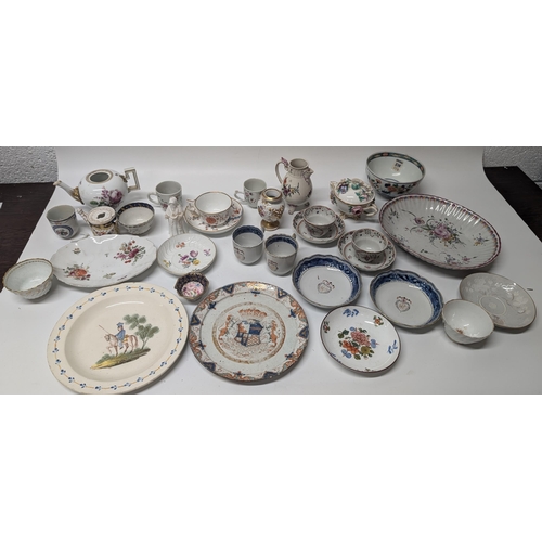 134 - A Quantity of Antique 1800's and 1900's China ware inc. Armorial Cups and Plates, Meissen etc. Prope... 