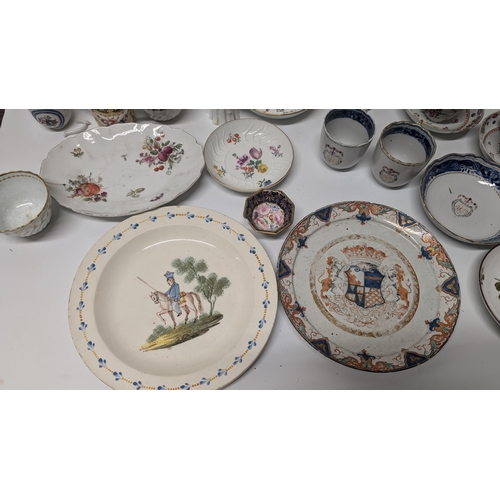 134 - A Quantity of Antique 1800's and 1900's China ware inc. Armorial Cups and Plates, Meissen etc. Prope... 