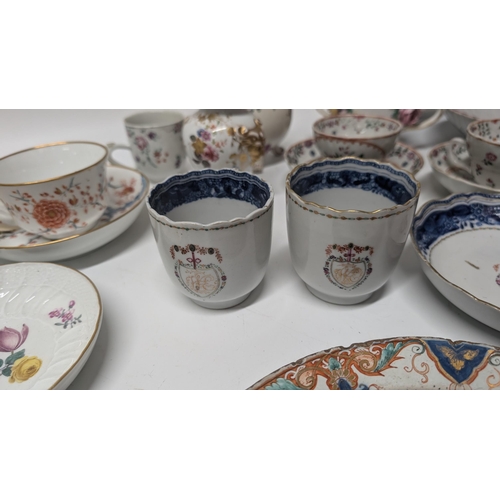 134 - A Quantity of Antique 1800's and 1900's China ware inc. Armorial Cups and Plates, Meissen etc. Prope... 