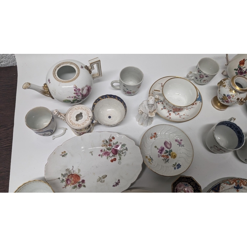 134 - A Quantity of Antique 1800's and 1900's China ware inc. Armorial Cups and Plates, Meissen etc. Prope... 