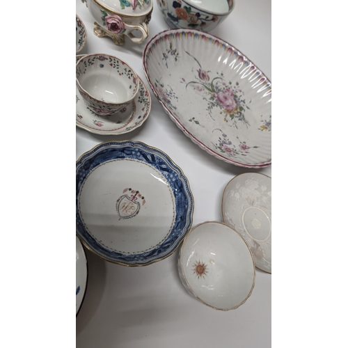 134 - A Quantity of Antique 1800's and 1900's China ware inc. Armorial Cups and Plates, Meissen etc. Prope... 