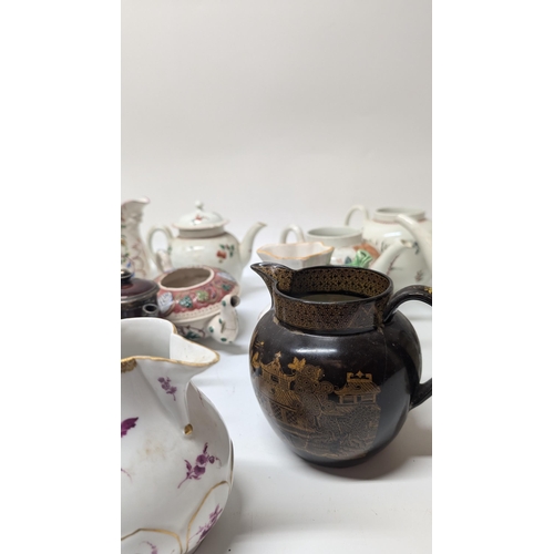 141 - A Selection of Antique Teapots, Jugs etc. Meissen, Winchester, Chinese and Japanese circa 1800's. Pr... 