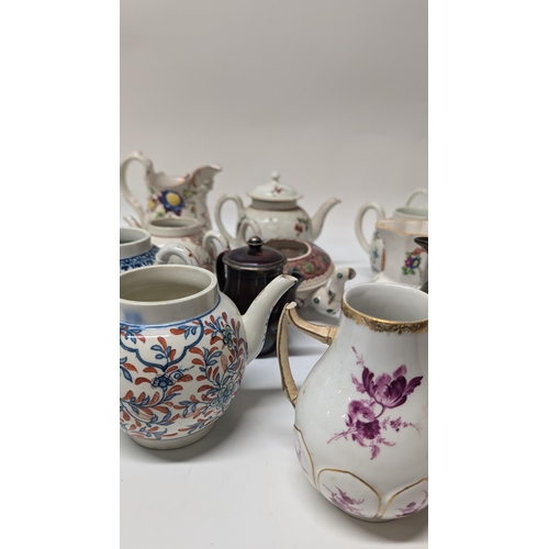 141 - A Selection of Antique Teapots, Jugs etc. Meissen, Winchester, Chinese and Japanese circa 1800's. Pr... 