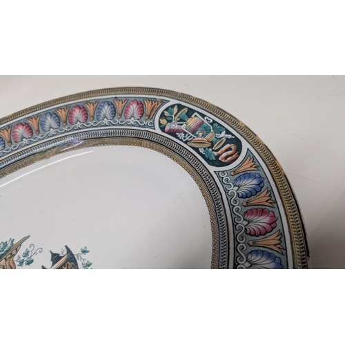 143 - Antique Victorian Circa 1868 Neo Classical Cabinet Platter  - China Opaque on Revers - Ironstone 51c... 