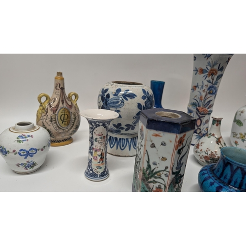 145 - A Selection of Antique Vases, Flasks  etc. including Italian Certosa Di Firenze Flask ( no top) , 19... 