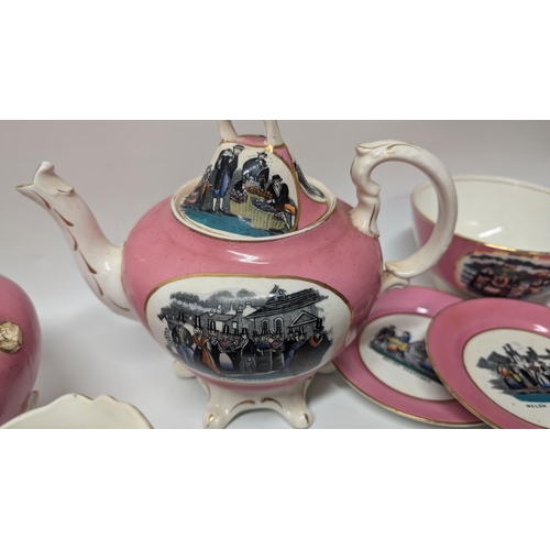 148 - A Large Selection of Antique Gladstone Bone China Tea Service inc. Teapot, Bowl, Sugar Caddy with br... 