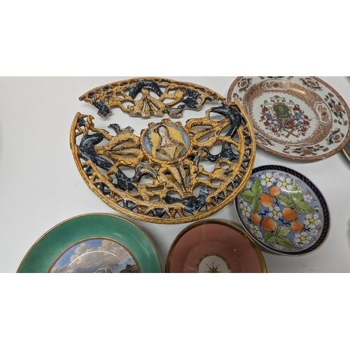 149 - A Selection of 18th and 19th Century China and Porcelain inc.  Majolica Cake Stand ( broken but all ... 