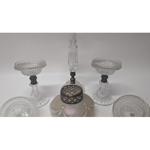 153 - A Selection of Antique Cricklite Clarkes Candle Holders and Lustreware Rpse Bowl with Metal Top ( so... 