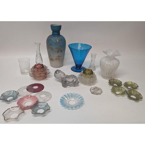 154 - A Collection of Antique Glassware including a Thomas Webb Blue Satin Glass Vase decorated with Gold ... 