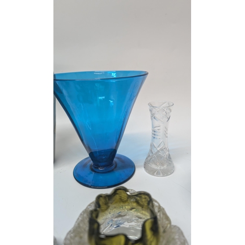 154 - A Collection of Antique Glassware including a Thomas Webb Blue Satin Glass Vase decorated with Gold ... 