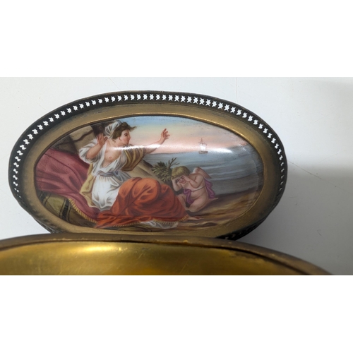 187 - A Trio of Antique Pill Boxes inc. St Mary Magdalene after Pompeo Batoni ( Italian 1708 - 1787) Porce... 