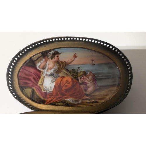 187 - A Trio of Antique Pill Boxes inc. St Mary Magdalene after Pompeo Batoni ( Italian 1708 - 1787) Porce... 