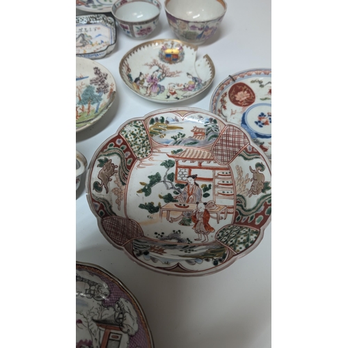 157 - A Quantity of Antique Chinese and Japanese Exportware inc. Dishes, Plates, Bowls, circa 1765 Worcest... 