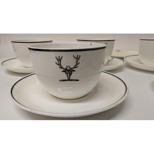 163 - Antique Highland Stag Head Wedgewood Part Tea Service inc. 6 x Side Plates 15cm Diameter, 5 x Teacup... 