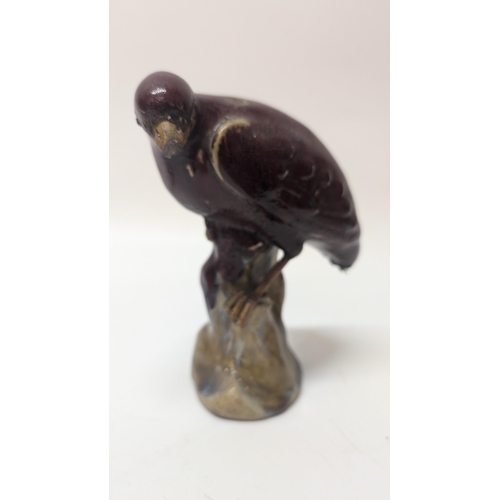 165 - Antique Figurines inc. 
-  Meissen Parrot 7cm Tall
- Staffordshire Cow 4cm Tall
- Majolica Rooster m... 