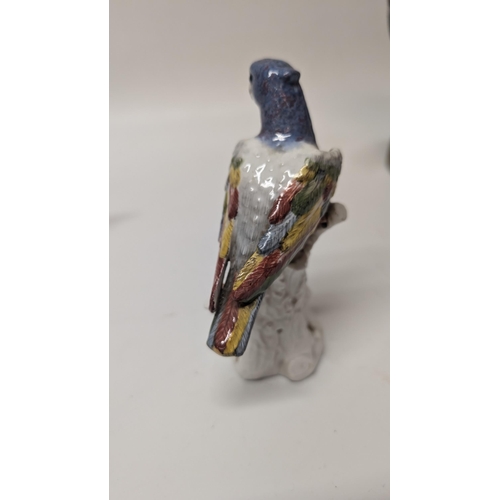 165 - Antique Figurines inc. 
-  Meissen Parrot 7cm Tall
- Staffordshire Cow 4cm Tall
- Majolica Rooster m... 