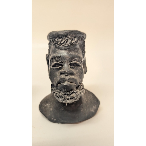 175 - 2 x Antique African Head Stone Sculptures approx. 12cm Tall, 9cm Wide. Property of a Gentleman