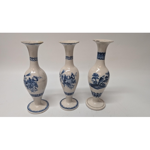 176 - Antique 18th Century Stem Vases x 3  ( 2 matching) approx 23cm High. Property of a Gentleman