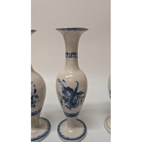 176 - Antique 18th Century Stem Vases x 3  ( 2 matching) approx 23cm High. Property of a Gentleman