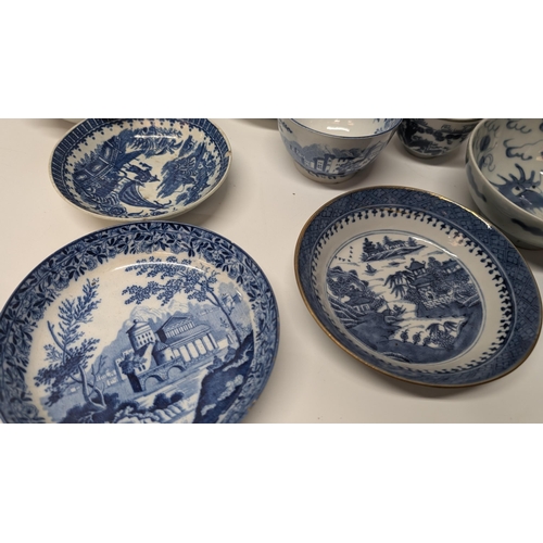 178 - A Collection of 18th and 19th Century Chinese Blue and White Exportware inc.  Teapots, Dishes, Rice ... 