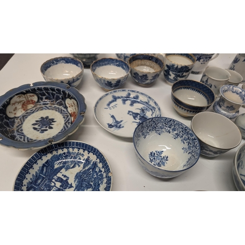 178 - A Collection of 18th and 19th Century Chinese Blue and White Exportware inc.  Teapots, Dishes, Rice ... 