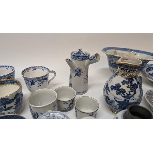 178 - A Collection of 18th and 19th Century Chinese Blue and White Exportware inc.  Teapots, Dishes, Rice ... 