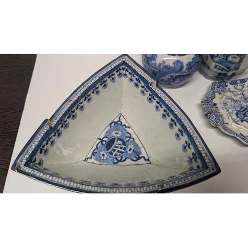 179 - Antique 18th and 19th Century Chinese and Japanese Blue and White Exportware  inc. 
- Triangular Bow... 