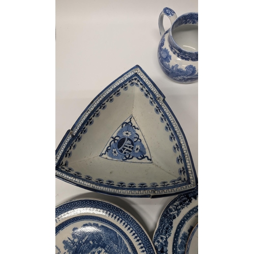 179 - Antique 18th and 19th Century Chinese and Japanese Blue and White Exportware  inc. 
- Triangular Bow... 