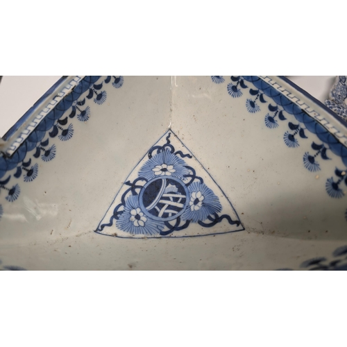 179 - Antique 18th and 19th Century Chinese and Japanese Blue and White Exportware  inc. 
- Triangular Bow... 