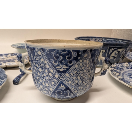 179 - Antique 18th and 19th Century Chinese and Japanese Blue and White Exportware  inc. 
- Triangular Bow... 