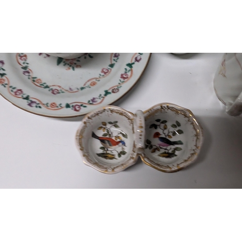 182 - A Selection of Antique China and Porcelain including Latticeware Basket Weave Plate, Erotic / Magic ... 