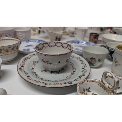 182 - A Selection of Antique China and Porcelain including Latticeware Basket Weave Plate, Erotic / Magic ... 