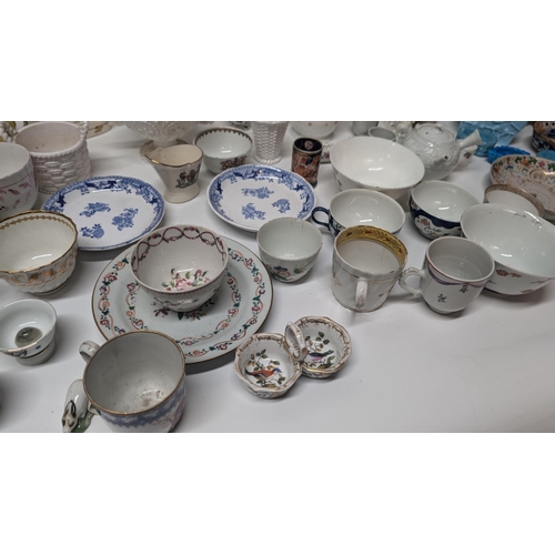 182 - A Selection of Antique China and Porcelain including Latticeware Basket Weave Plate, Erotic / Magic ... 