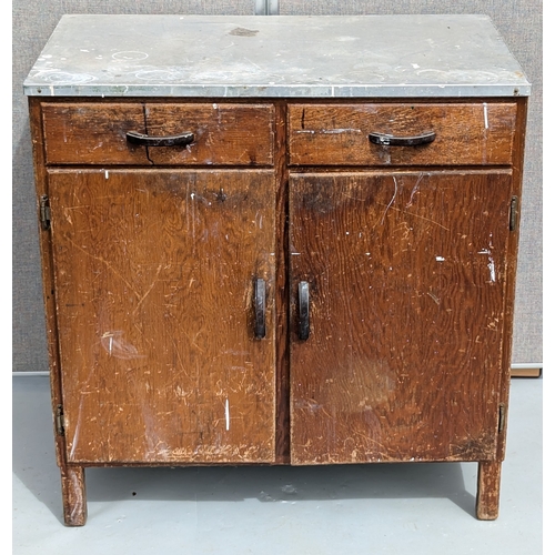 1772 - Workbench / Tool Cupboard With Metal Top And Back