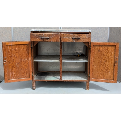 1772 - Workbench / Tool Cupboard With Metal Top And Back