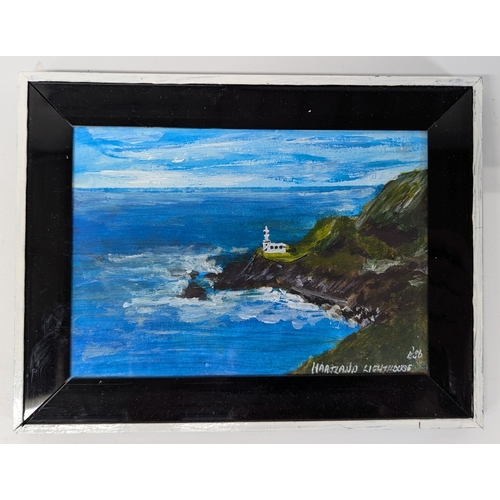 654 - 4 x Coastal Scenes by B Masters Double Doors, Woolacombe Beeach, Boscastle & Hartland Light House 17... 