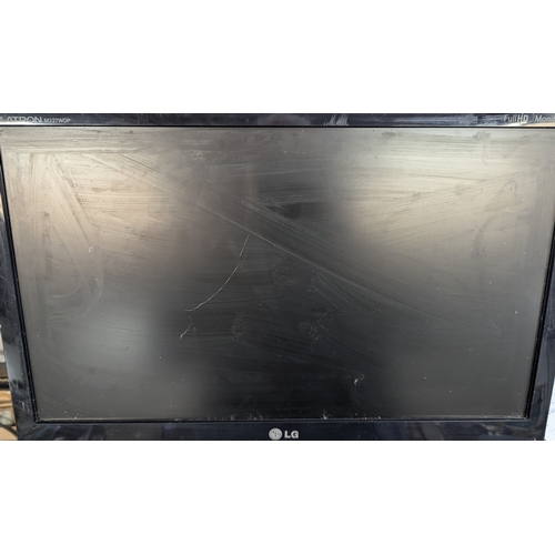 1266 - An LG HD Monitor / TV Flatron M227WDP - Wall Mount Bracket Included - No Stand Or Remote