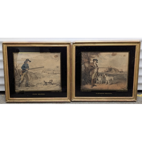 1272 - A Pair of framed Hunting Scenes - Snipe Shooting and Partridge Shooting 54 x 50cm