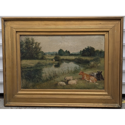 1273 - An Original Oil on Board of a Pastoral Scene 62 x 48cm