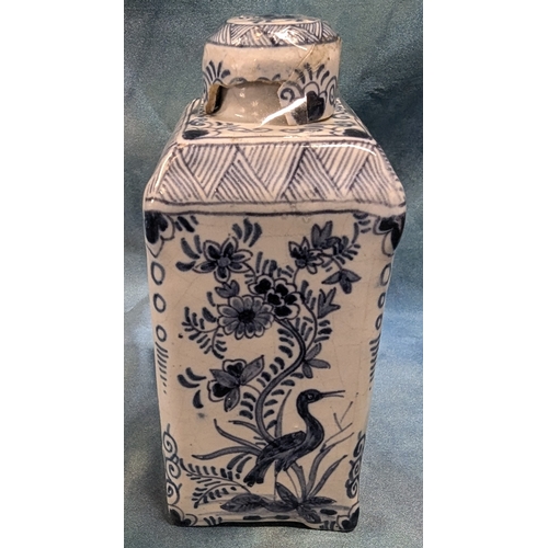 324 - A French Veuve Perrin Faience Caddy - 13cm - Damage To Lid