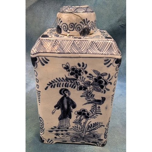 324 - A French Veuve Perrin Faience Caddy - 13cm - Damage To Lid