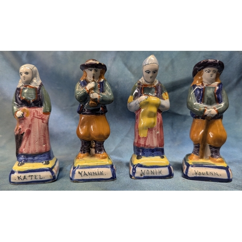 345 - 4 Henriot Quimper Earthenware Brittany Figurines