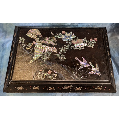 50 - Large Antique Chinoiserie Mother Of Pearl Inlaid Jewellery Box - 40 x 28 x 16cm