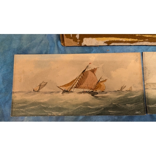 540 - 3 x Unframed Watercolours of Fishing and Sailing Boats. Property of a Gentleman