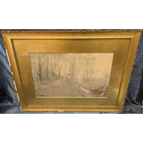 551 - A Watercolour of a Parkland Scene Signed B Man Yanid 72cm x 55cm