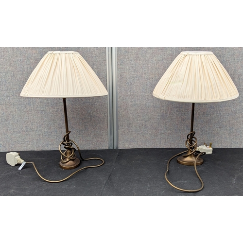 1306 - A Pair of Brass Effect Bed Side Lamps