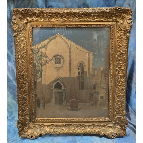 531 - An Oil On Canvas 'San Gregair - Venice' by F.L. Harries In An Ornate Gilt Frame - 68 x 58cm